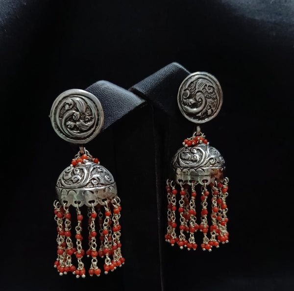 925 Silver Coral Jhumka